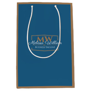 Blue Gold Monogram Medium Gift Bag