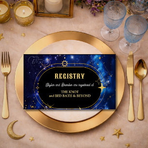 Blue gold moon mystic celestial wedding registry enclosure card