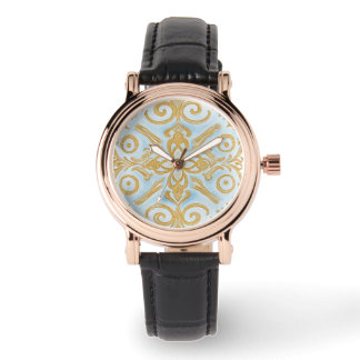 Blue Gold Mozaik Design Pattern eWatch Watch