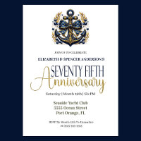 Blue Gold Nautical Anchor 75th Wedding Anniversary