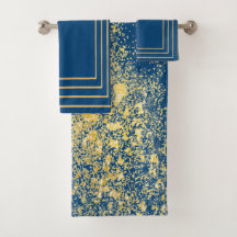 Blue gold navy metallic Towel