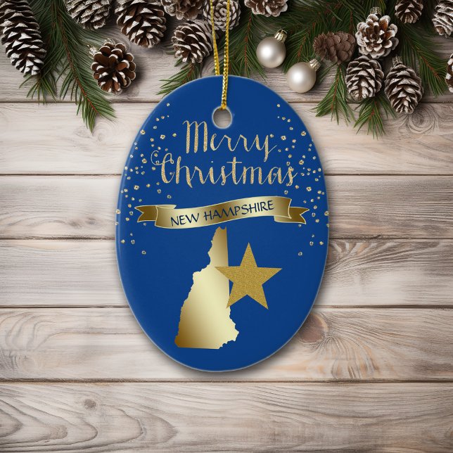 Blue Gold New Hampshire Star Ceramic Tree Decoration (Creator Uploaded)