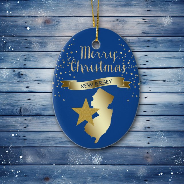 Blue Gold New Jersey Star Ceramic Tree Decoration (Creator Uploaded)