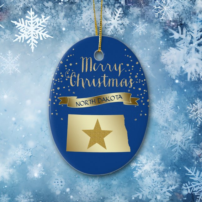 Blue Gold North Dakota Star Ceramic Tree Decoration (Creator Uploaded)