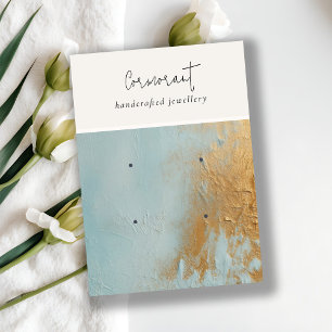 Blue Gold Oil Paint Texture 2 Earring Holder Business Card
