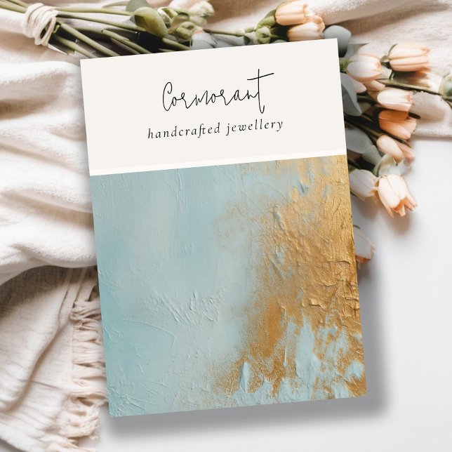 Blue Gold Oil Paint Texture Blank Jewellery Displa Business Card (Creator Uploaded)