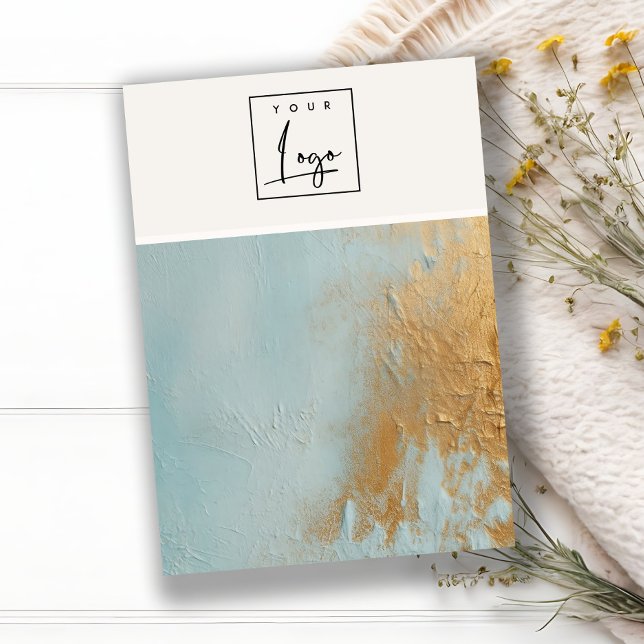 Blue Gold Oil Paint Texture Logo Blank Jewellery Business Card (Creator Uploaded)