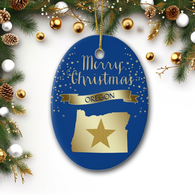 Blue Gold Oregon Star Ceramic Tree Decoration (Creator Uploaded)
