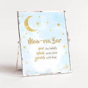 Blue Gold Over The Moon Baby Shower Mom Osa Bar Poster