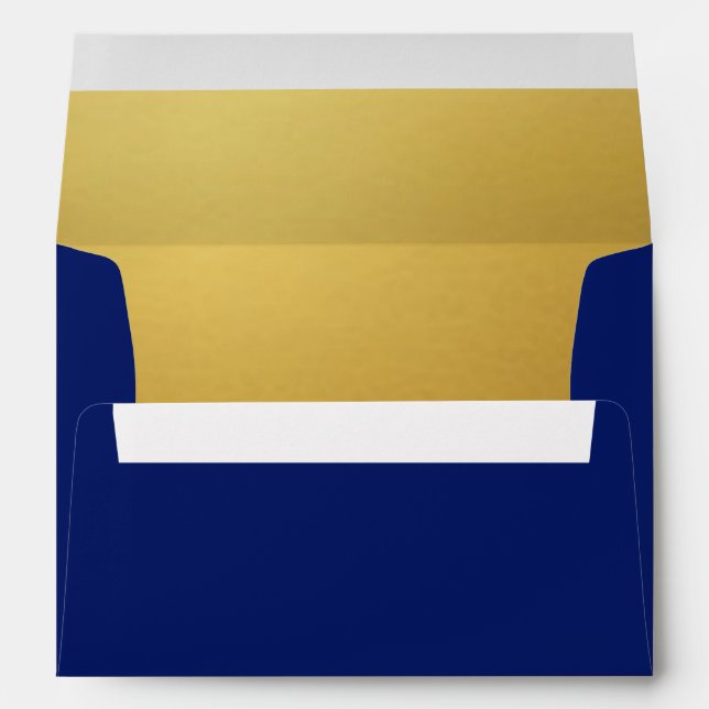 Blue Gold Peacock Art Nouveau Wedding Envelope (Back (Bottom))