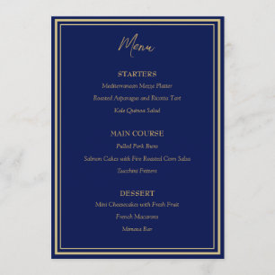 Blue Gold Peacock Indian Wedding Flat Menu