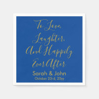 Blue & Gold Personalised Script Wedding Reception