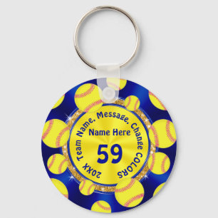 Blue Gold Personalized Softball Gift Bag Ideas Key Ring