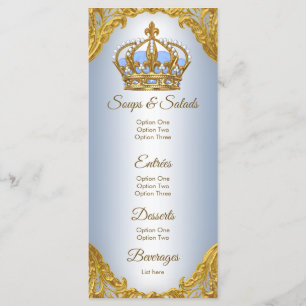 Blue Gold Prince Baby Shower Menu