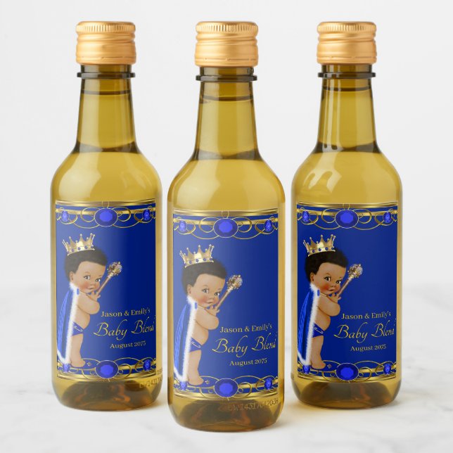 Blue Gold Prince Mini Wine Bottle Labels (Bottles)