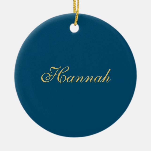 Blue Gold Professional Trendy Minimalist Name Ceramic Ornament (Front)