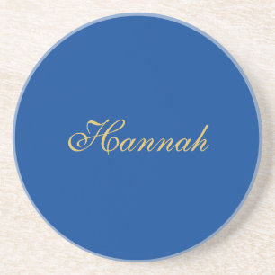 Blue Gold Professional Trendy Minimalist Name Coaster