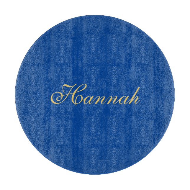 Blue Gold Professional Trendy Minimalist Name Cutting Board (Front)
