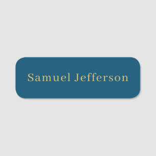 Blue Gold Professional Trendy Minimalist Name Tag