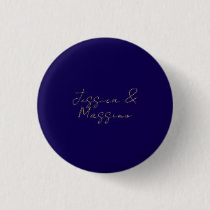 Blue & Gold Professional Trendy Minimalist Names 3 Cm Round Badge