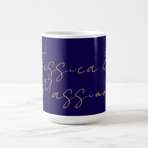 Blue & Gold Professional Trendy Minimalist Names Coffee Mug