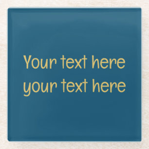 Blue Gold Professional Trendy Minimalist Own Text Glass Coaster