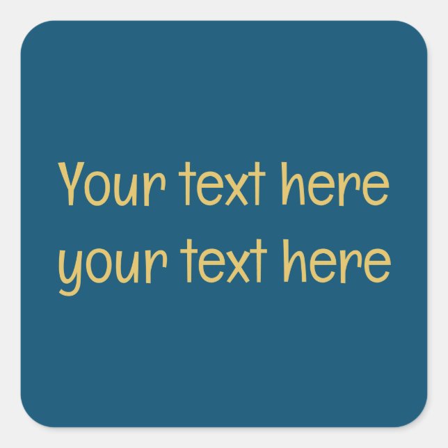 Blue Gold Professional Trendy Minimalist Own Text Square Sticker (Front)