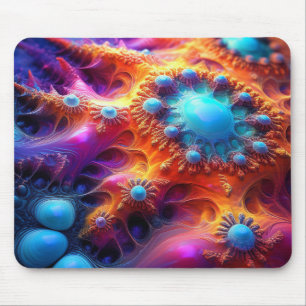 Blue Gold & Purple P)sychedelic Fractal Mouse Pad