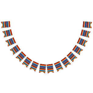 Blue Gold Red Mexican Sarape Bunting