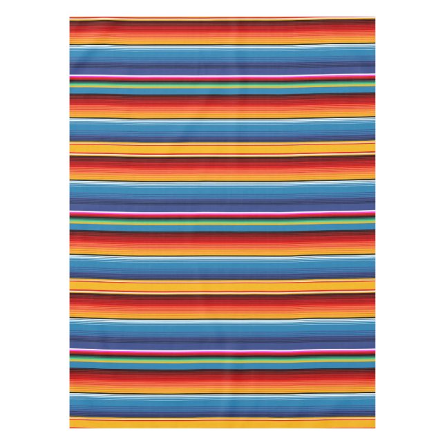 Blue Gold Red Mexican Sarape Tablecloth (Front)