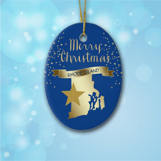 Blue Gold Rhode Island Star Ceramic Tree Decoration (Creator Uploaded)
