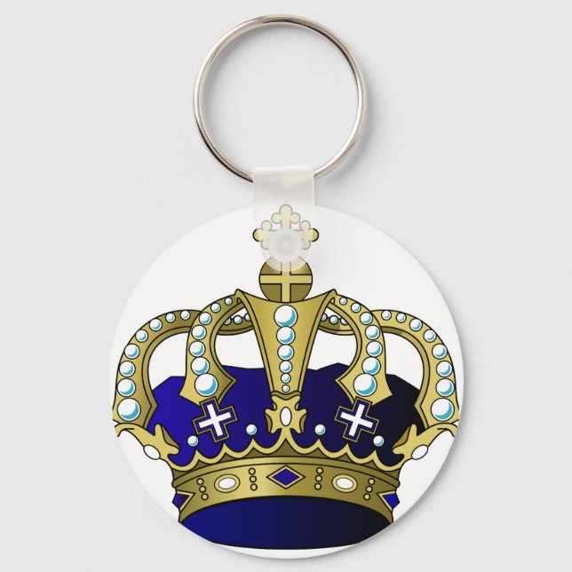 Blue & Gold Royal Crown Key Ring (Front)