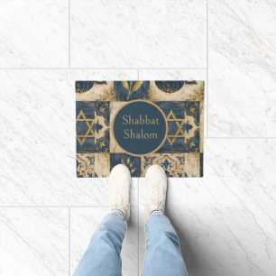 Blue Gold, Rustic farmhouse Judaica Aesthetics,  Doormat