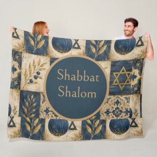 Blue Gold, Rustic farmhouse Judaica Aesthetics Fleece Blanket
