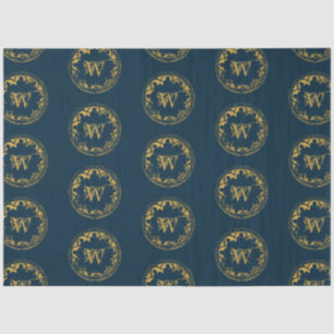 Blue & Gold Rustic Vintage Distressed Monogram Tissue Paper