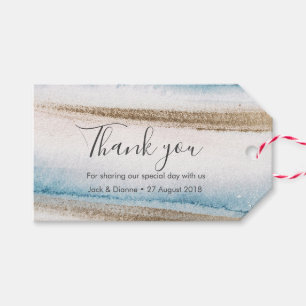 Blue gold sand personalised Thank You Favour tags