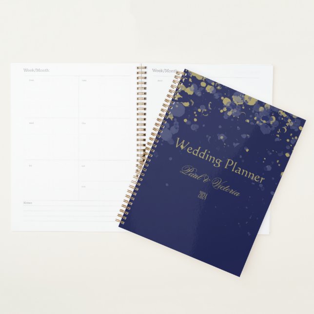Blue Gold scattered confetti design Planner (Display)