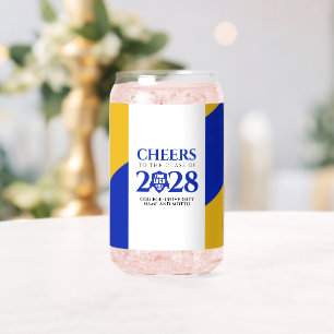 Blue Gold School College University Graduation Can Glass