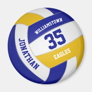 blue gold school colours team gifts volleyball magnet