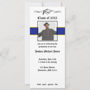 Blue & Gold School Graduation Invitations