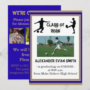 Blue & Gold Senior Class Soccer Graduation Invitation