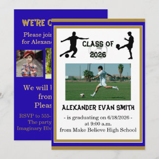 Blue & Gold Senior Class Soccer Graduation Invitation