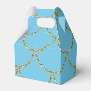 Blue & Gold Shimmer Mermaid Birthday Party Favour Box