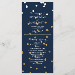 Blue & Gold Shiny Faux Foil Confetti Program Rack