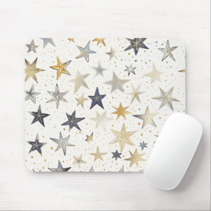 Blue Gold Silver Stars Mouse Pad
