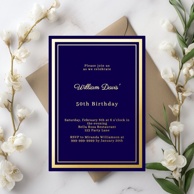 Blue gold simple luxury birthday (Creator Uploaded)
