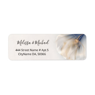 Blue Gold Smokey Flower |  Wedding Return Address Label