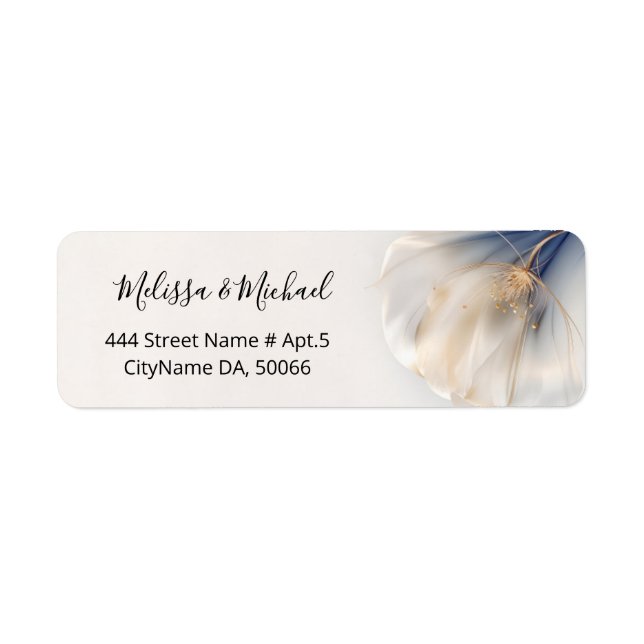 Blue Gold Smokey Flower |  Wedding Return Address Label (Front)