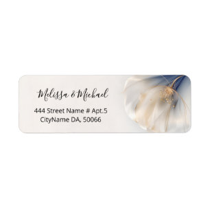 Blue Gold Smokey Flower    Wedding Return Address Label