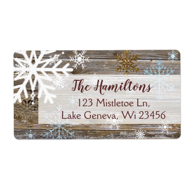 Blue Gold Snowflake and Wood Christmas or Holidays (Front)